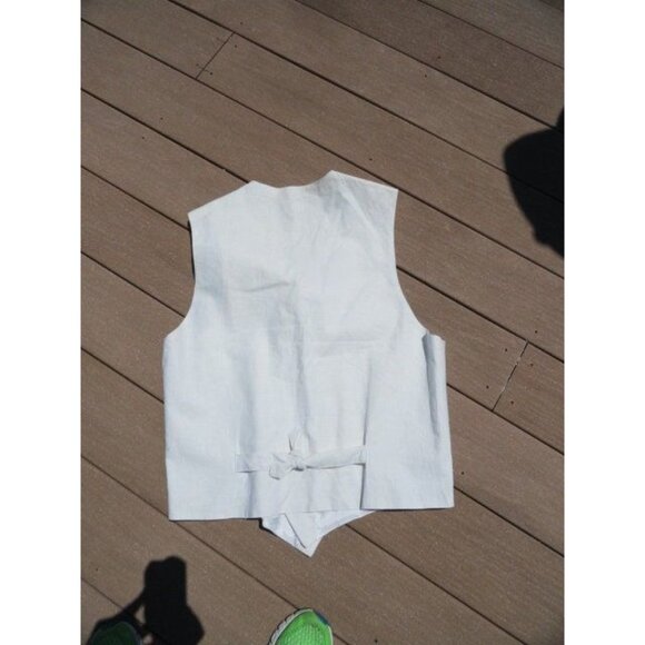 Vintage Men’s INTERNATIONAL MALE White Linen Cotton Vest L NWT Gold Tone Buttons - Picture 5 of 7